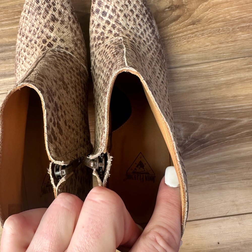John Fluevog Brown Ankle Boots with Woven Leather Design - Picture 8 of 11